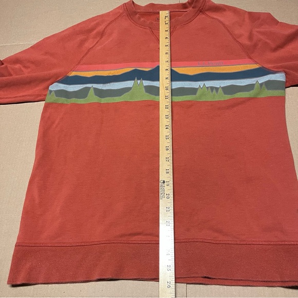 LL Bean Mens Orange Large Slightly Fitted Crewneck Sweatshirt Logo Cotton Blend - Picture 7 of 7
